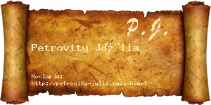 Petrovity Júlia névjegykártya